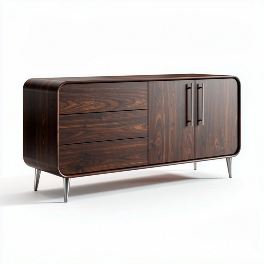 Buffetkast van hout met 2 deuren en 3 lades 120 x 40 x 70cm bruin