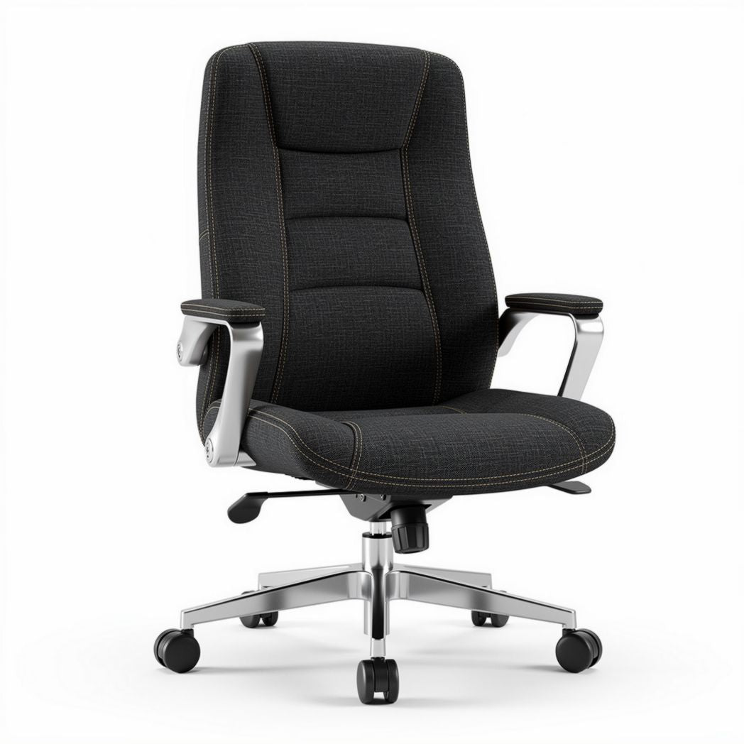 Bureaustoel met stoffering in zwart en verchromen voeten 60 x 60 x 100cm