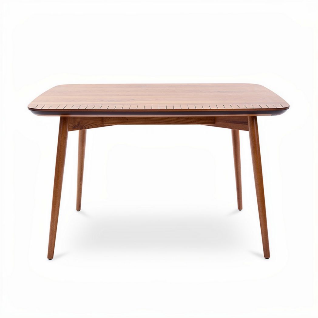 Eetkamer tafel van hout 150 x 80 x 75cm met ronde hoeken en houten poten