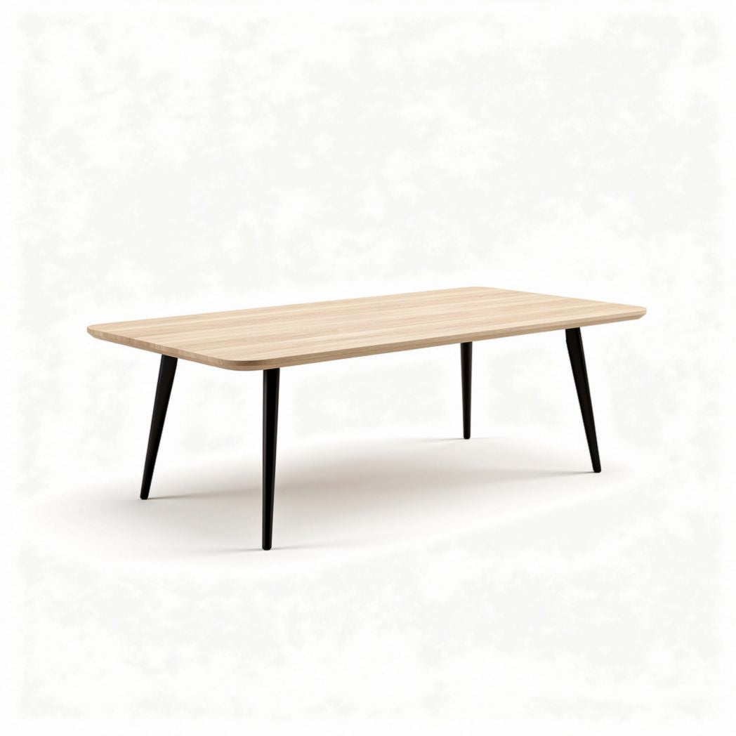 Eettafel van hout met zwarte metalen poten 150 x 75 x 40cm