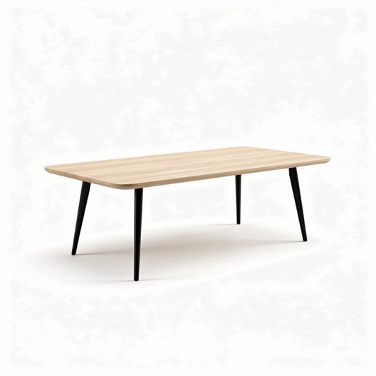 Eettafel van hout met zwarte metalen poten 150 x 75 x 40cm