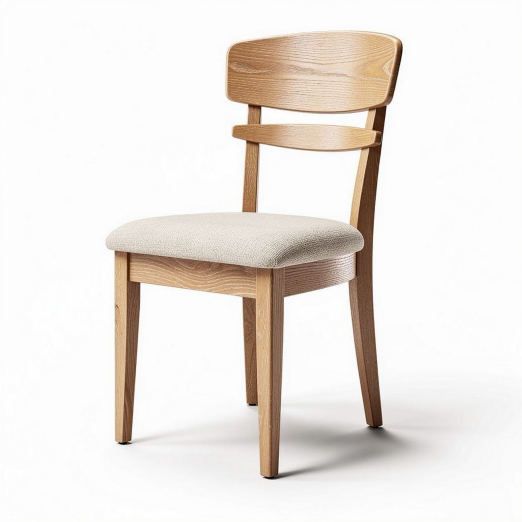 Houten stoel met gestoffeerde zitting en rugleuning 45 x 45 x 80cm