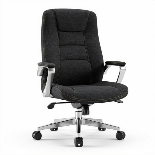 Bureaustoel met stoffering in zwart en verchromen voeten 60 x 60 x 100cm