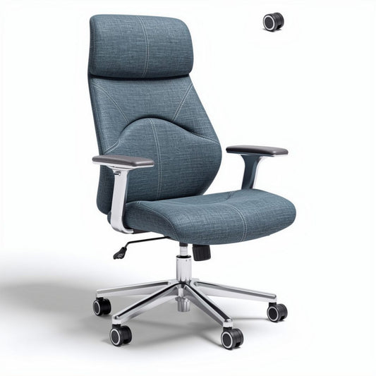Bureau fauteuil in stof met verstelbare rugleuning en armleuningen blauw 60 x 60 x 120cm