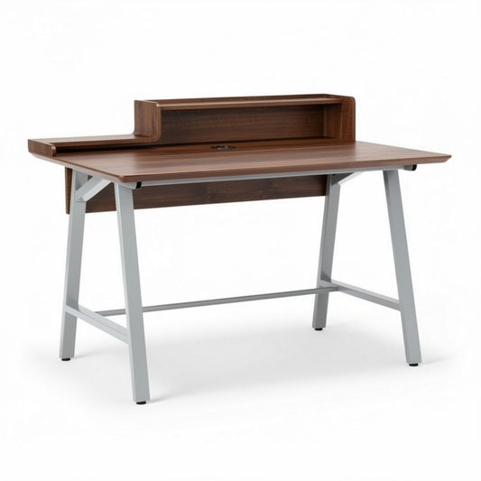 Bureau van hout en metaal met opslagruimte 120 x 60 x 75cm bruin en grijs