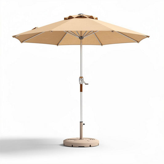 Parasol van 250 cm in beige met aluminium frame en voet voor buitengebruik